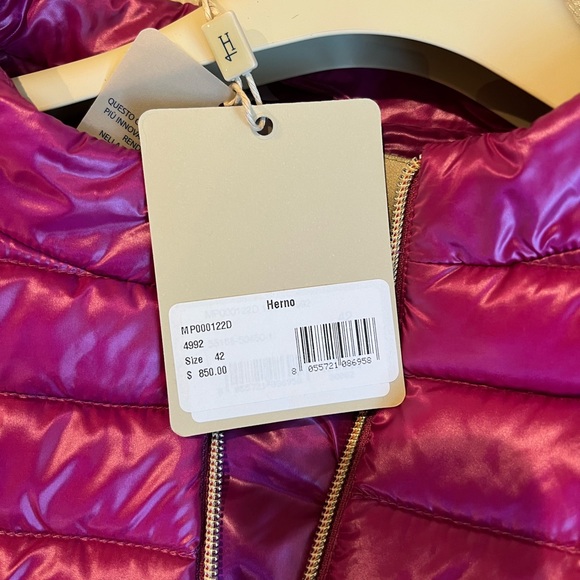 HERNO
Mixed Media Puffer Jacket. Raspberry Color - Picture 3 of 5
